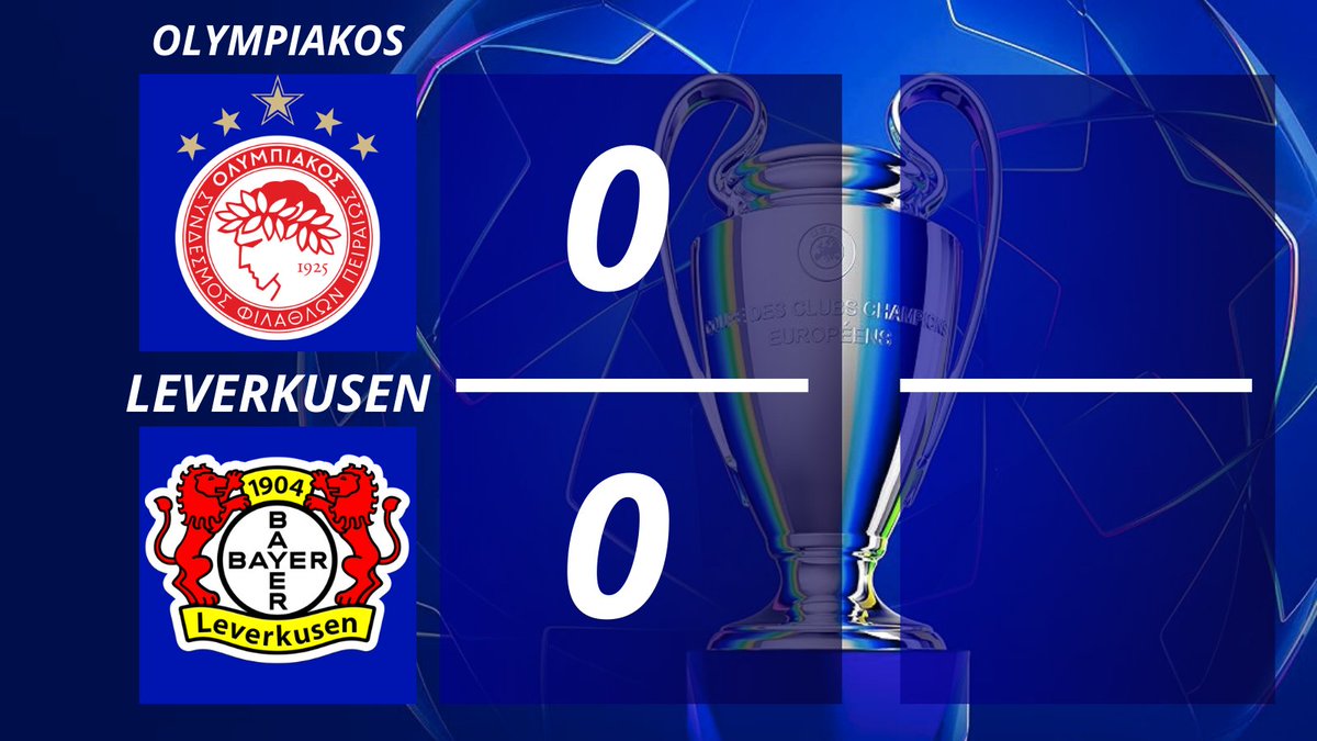 MI-TEMPS A L OLYMPIAKOS ❤️🤍 SUR CE SCORE VIERGE MALGRÉ UNE PREMIERE PERIODE PLUTOT DOMINE PAR LEVERKUSEN