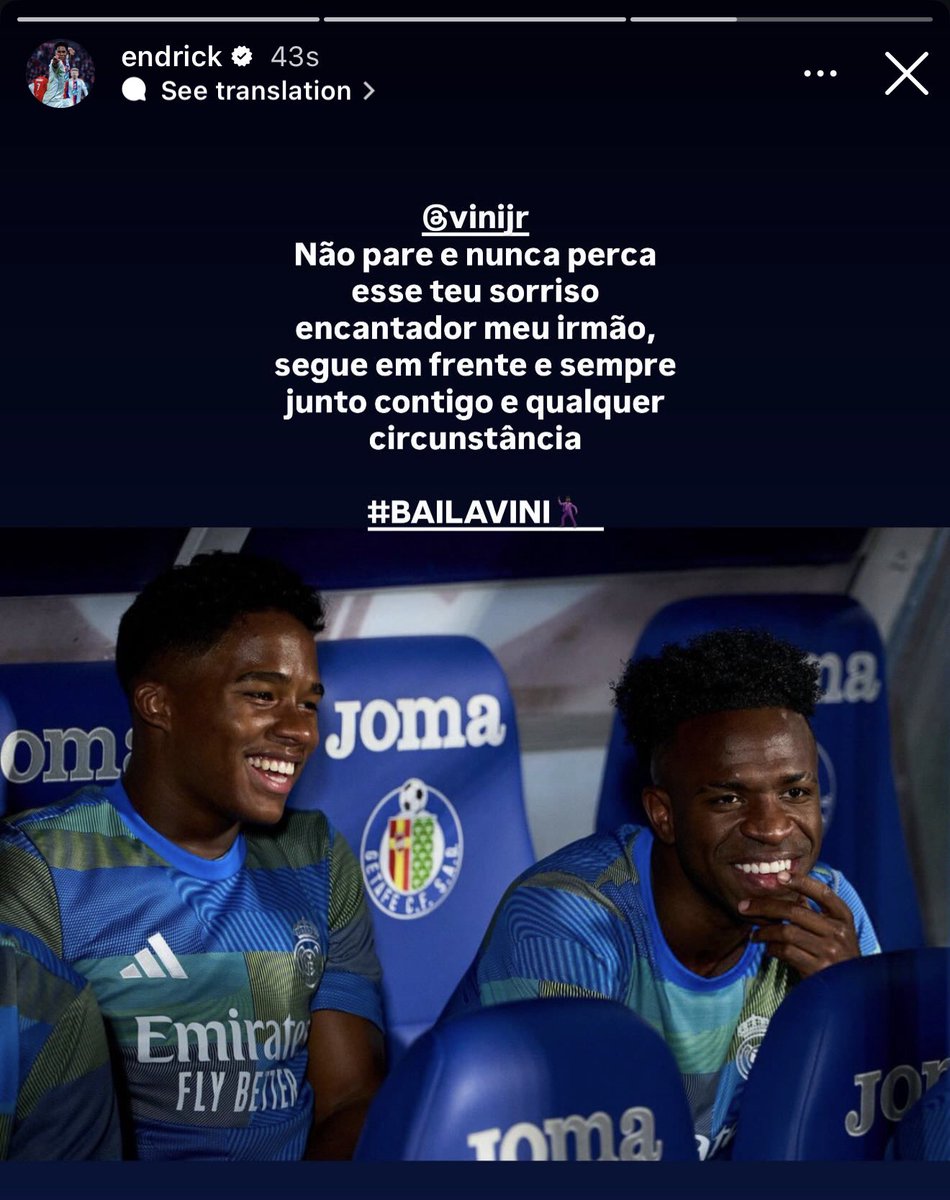 🚨 Endrick on IG: “Don't stop and never lose that charming smile of yours my brother, always with you under any circumstance.”