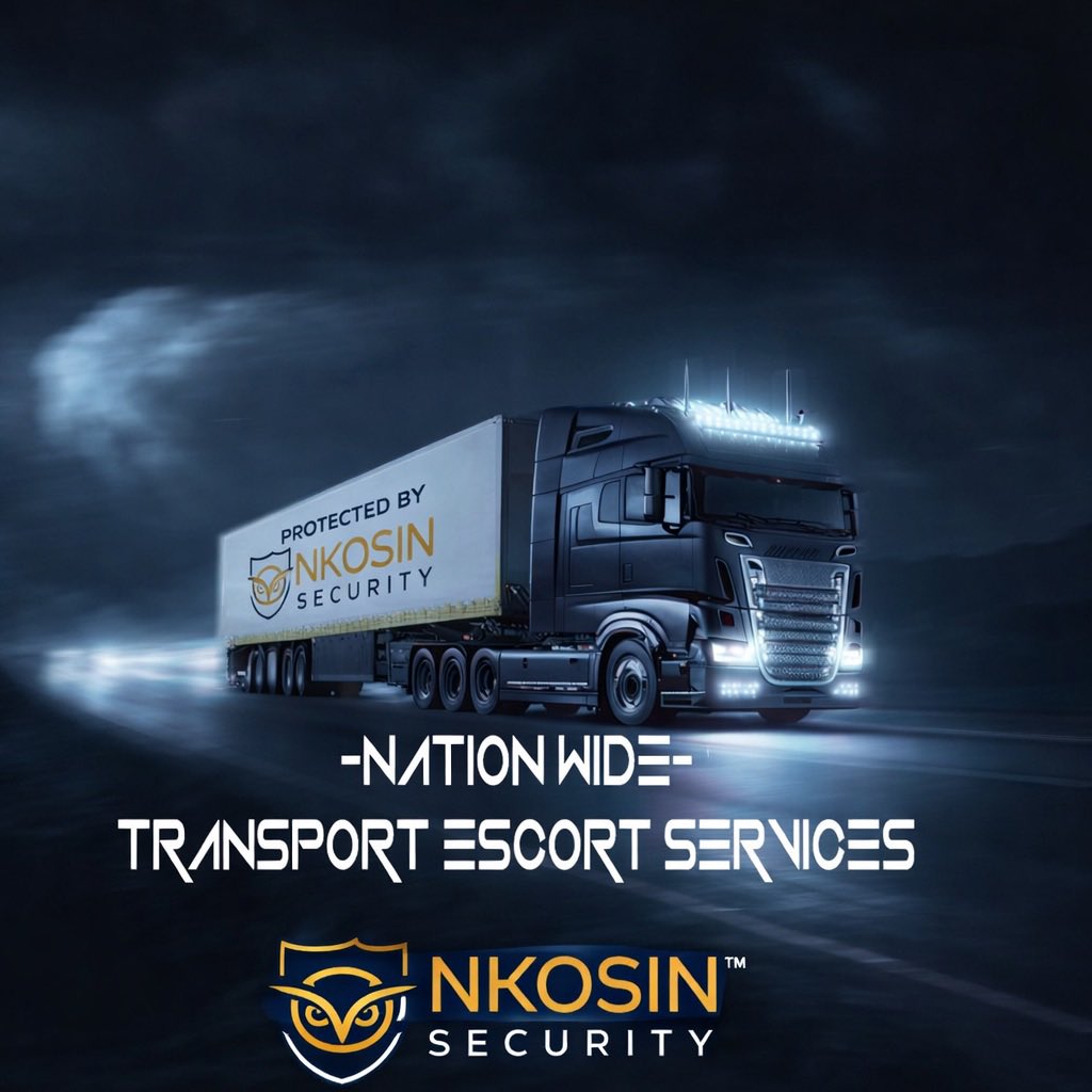 NkosinSecurity's tweet photo. NATIONWIDE TRANSPORT ESCORT SERVICES

When your cargo moves we move with it. Your load is valuable. Your security should be priceless.

 #NkosinSecurity #TransportEscort #NationwideSecurity #LogisticsProtection #SecureTransport #SecurityServices #ArmedResponse https://t.co/2EOjFd48c7