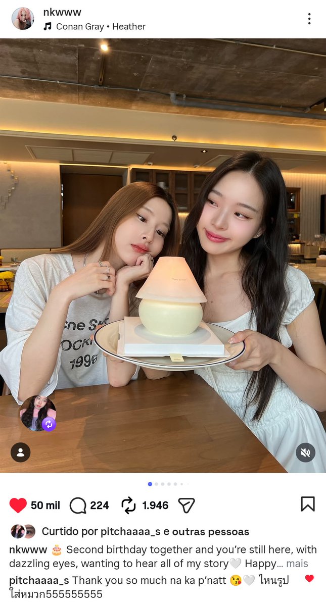 a postagem de Natt parabenizando Pitcha chegando a 50 mil curtidas 🥹 imagina um dia se essas garotas voltarem a fazer outro GL... tem muito mais gente que conhece elas agora e todos nós precisamos vê-las atuando juntas de novo 😭😭😭

#NattPitcha