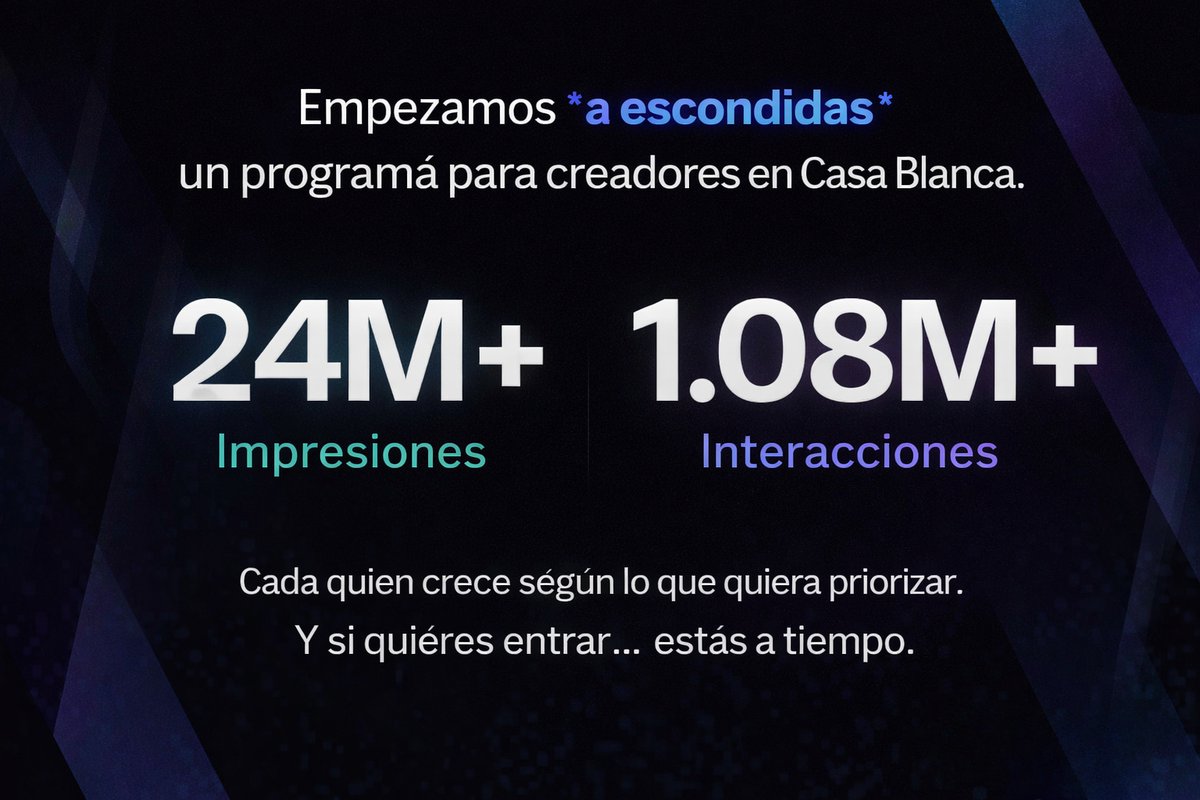 Esto no pasa sin el capital humano del crew + la comunidad (<a href="/casaweb3/">Casa Blanca</a>). Gracias por el trabajo sucio.

Ahora vayan y síganlos. Están soltando bangers diario.
Y si quieres entrar… estás a tiempo.

Cuando despeguen, el FOMO va a estar criminal.
(falto sumar estadísticas de varios