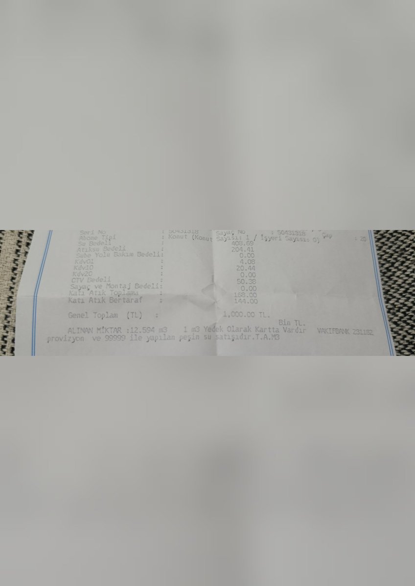 Ankara'da güncel 12 metreküp suya 1.000 TL 😳😳😳312 TL'si Belediyelerin asli görevi olan katı atık toplama ve bertaraf etmek olmasına rağmen
vatandaşa fatura ediliyor.....
Sanırım bunlar daha iyi günlerimiz.