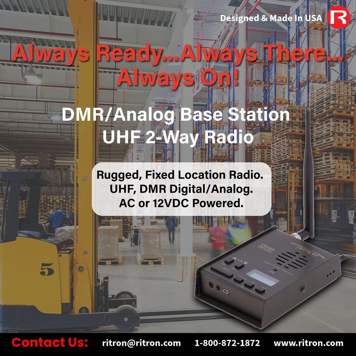 Lost, broken, or dead portable radios can disrupt operations and slow work down. The #Ritron RBS Series Base Station eliminates that risk by providing constant, always-on communication for teams. Designed for rugged environments and flexible deployment, it fits in seamlessly with