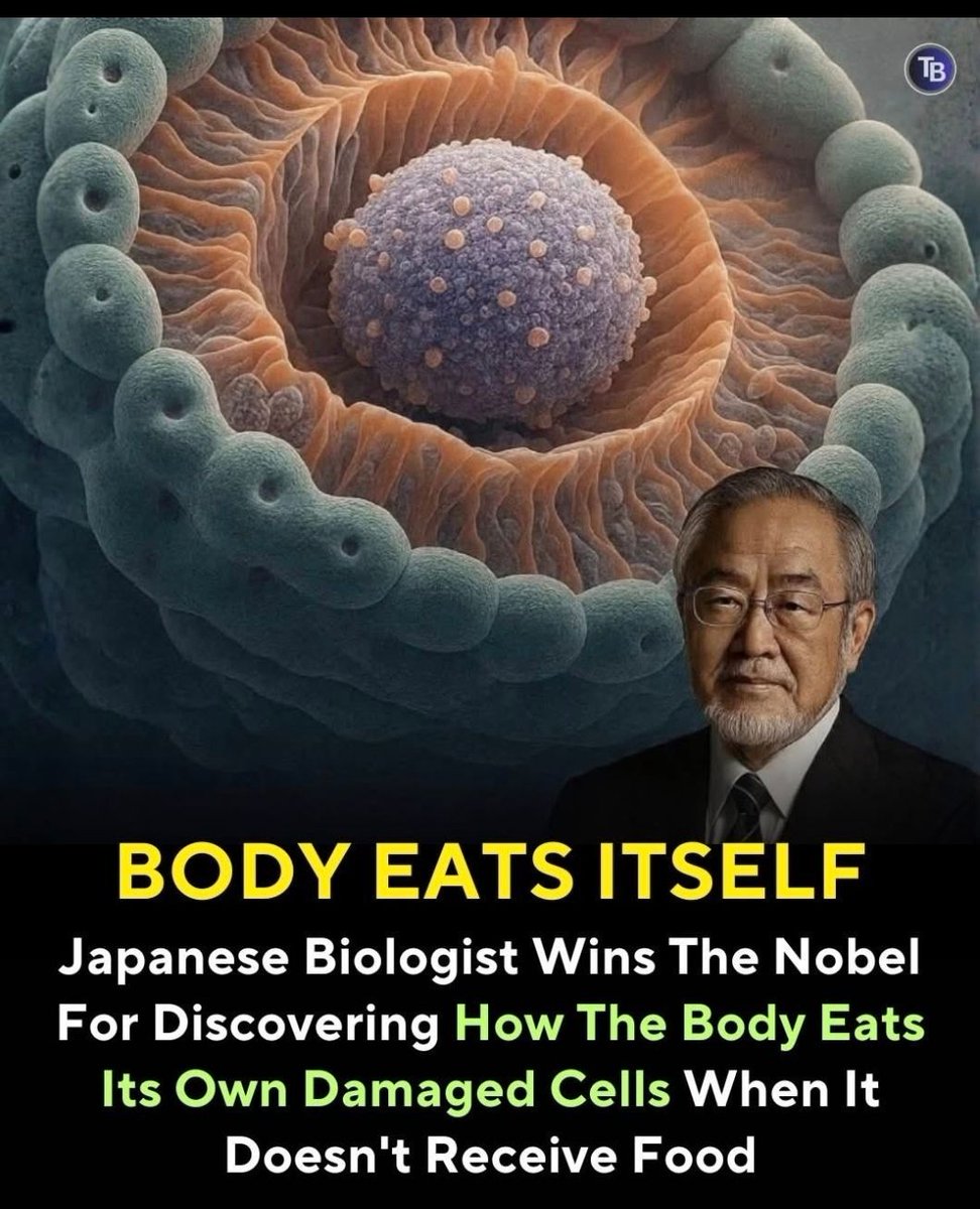 جميعنا يعرف فوائد الصيام، ولكن
ما لا يعرفه معظمنا هو أن الصيام ايضا يحث الجسم على التهام الخلايا التالفة والمريضة داخله​...
عالم الأحياء الياباني يوشينوري أوسومي (في الصورة) نال جائزة نوبل عام 2016 لاكتشافه آلية الالتهام الذاتي في الجسم ( أو Autophagy).
 وهي نظام إعادة تدوير