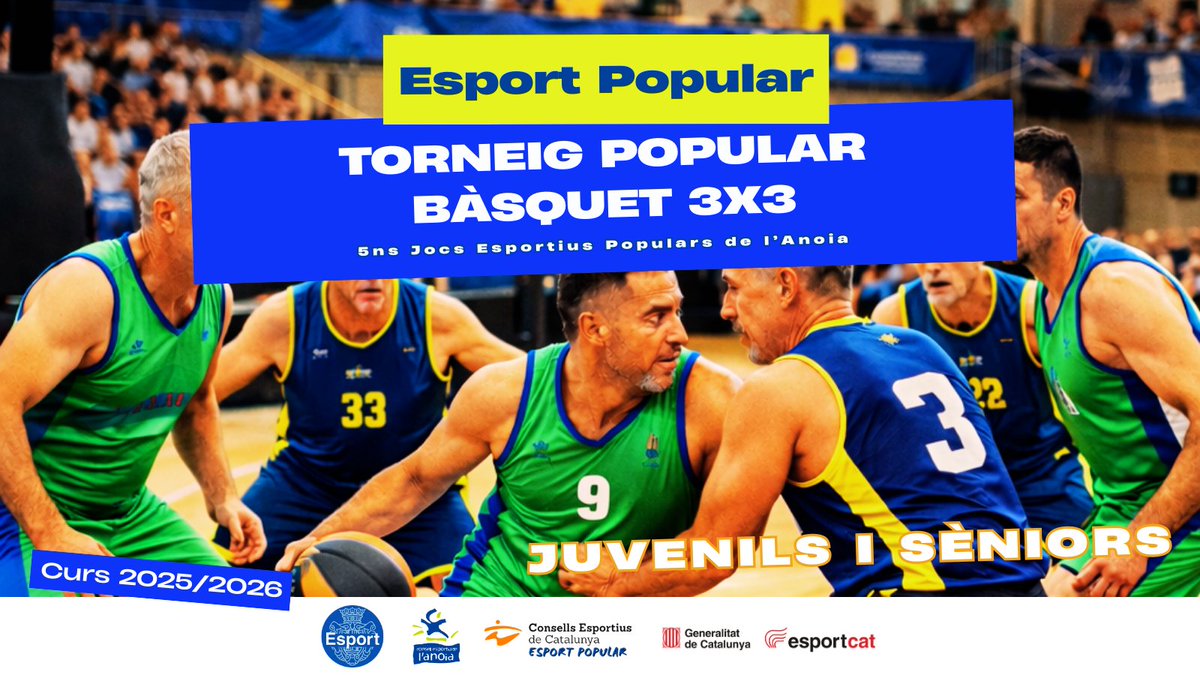 🏀🔥 EL 3x3 QUE ESTAVES ESPERANT! 🔥🏀

Diumenge 29/03 | Igualada
⏰ 10–13 h
👥 Juvenils (08/09) + Sèniors (07+)

Partits curts, al teu ritme i amb molta emoció 💥
Reuneix equip i vine a competir!

📝 Inscripcions fins el 25 de març
👉 tuit.cat/Ik8vm