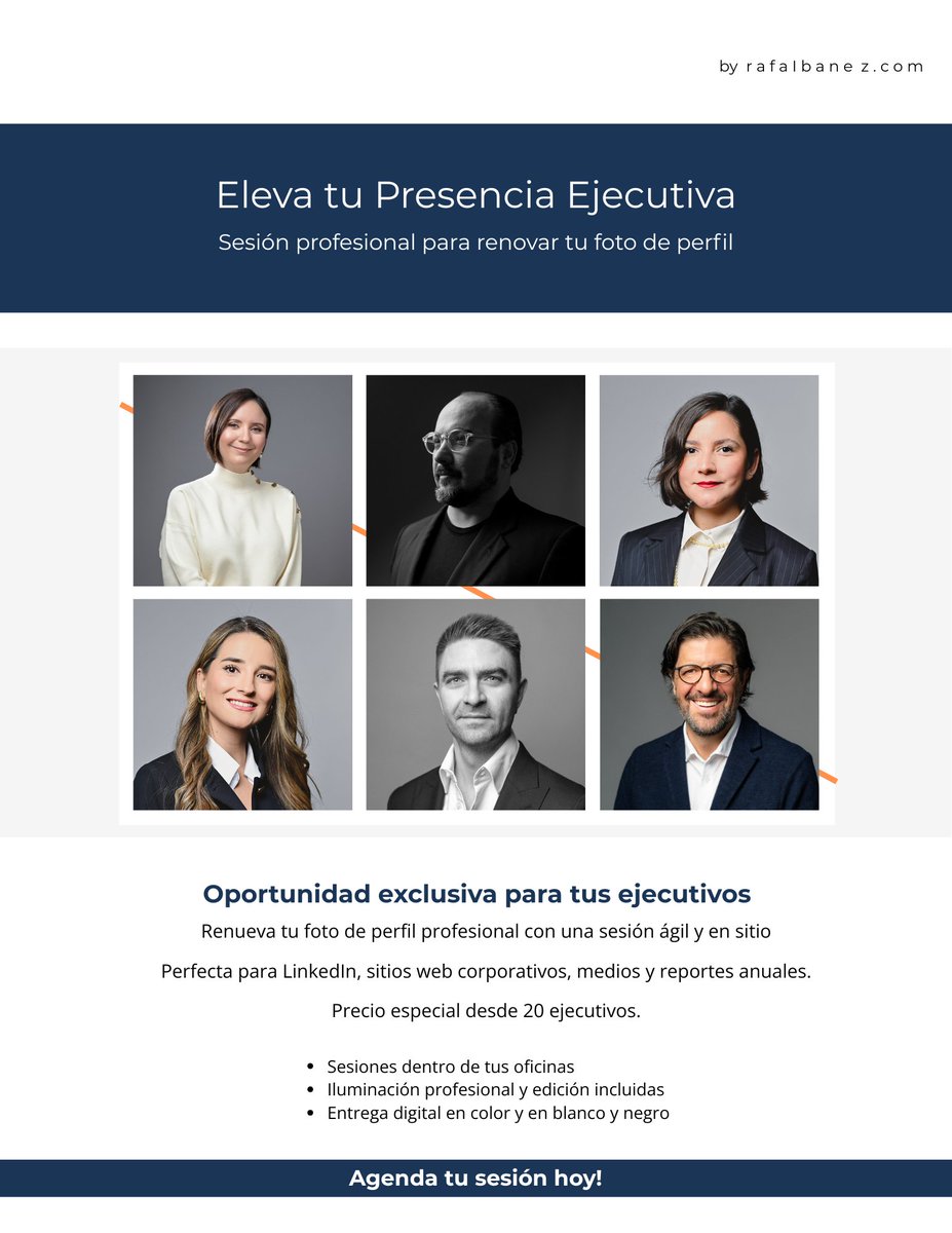 Renueva tu imagen con un headshot ejecutivo.
