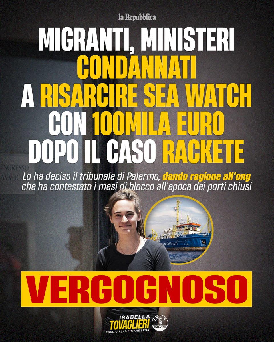 I taxi del mare che importano milioni di clandestini in Europa non possono continuare a operare liberamente, coperti da una certa magistratura buonista.

Ora basta!