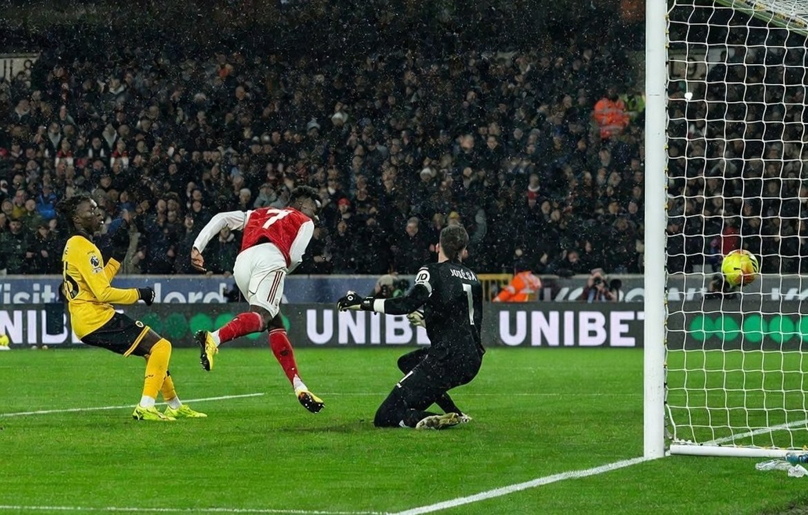 Bukayo Saka had last scored in the Premier League 11 games ago. He broke his streak with this goal against Wolves. 03/12/2025 vs Brendford 18/02/2026 vs Wolves