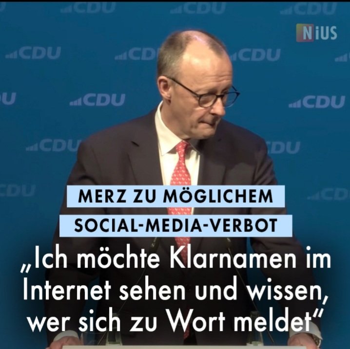 Jetzt hat Merz die Katze aus dem Sack gelassen, es geht ihm nicht um die Kinder und Jugendlichen das war nur ein Vorwand, er möchte die Klarnamen haben um Kritiker schneller mundtot machen zu können. Das zur Meinungsfreiheit.