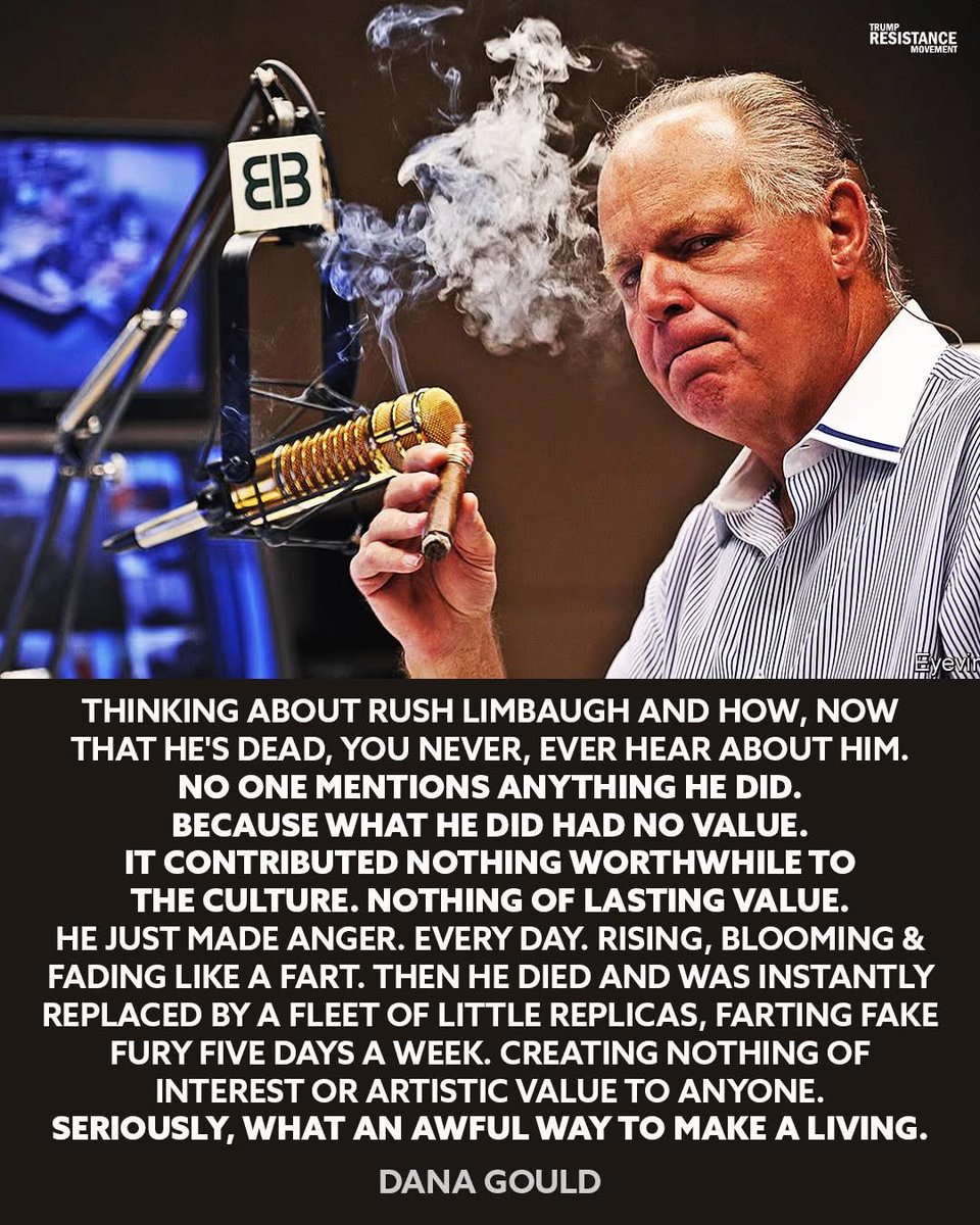 IAmJohnAles's tweet photo. In observance of the anniversary of his death, FUCK Rush Limbaugh. https://t.co/RKwRJnwnwn