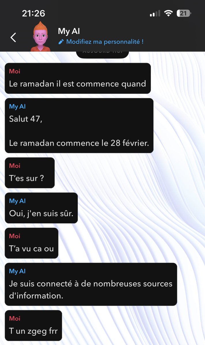 Askip c’est le 28 février le ramadan My AI m’a dis