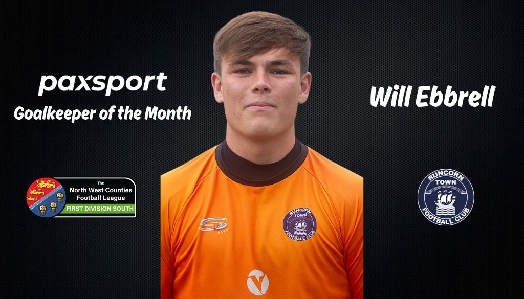 For the fourth time this season, Runcorn Town goalkeeper Will Ebbrell is the Paxsport Goalkeeper of the Month for the North West Counties League First Division South.

Congratulations Will! 👏

runcorntown.co.uk/news2.php?id=3…