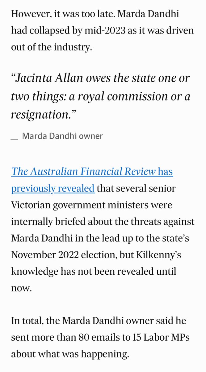 AFR today 👀 

Remember though Jacinta Allan and her parade of wood ducks knew nothing about the CFMEU corruption, and referred any and everything to the authorities
