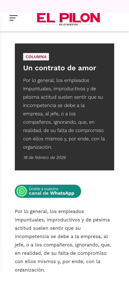 UN CONTRATO DE AMOR
<a href="/El_Pilon/">EL PILÓN</a> 

elpilon.com.co/opinion/column…