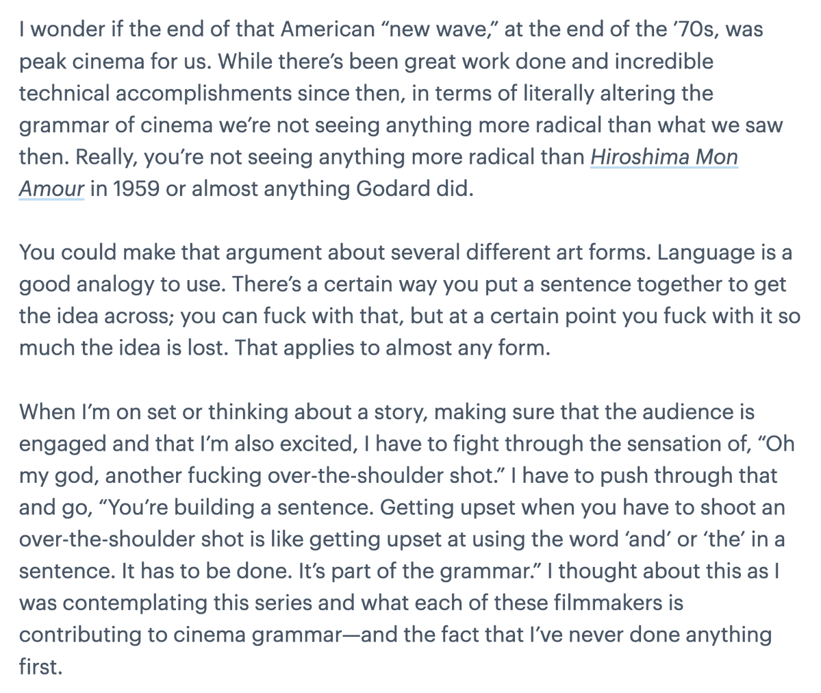 isaacfeldberg's tweet image. Steven Soderbergh sat down with me to discuss his favorite films—from DO THE RIGHT THING to FARGO, PHANTOM THREAD, JAWS, and LOST IN TRANSLATION—for @letterboxd, and ended up sharing his theory that we reached peak cinema at the end of New Hollywood: boxd.it/2YK