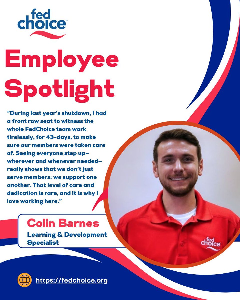 Why do our employees love working for FedChoice? Colin Barnes shared his reason for loving where he's at: "I am proud to work for an organization where 'people helping people' is a lived reality." #FedChoice #PeopleHelpingPeople #CommunityFirst