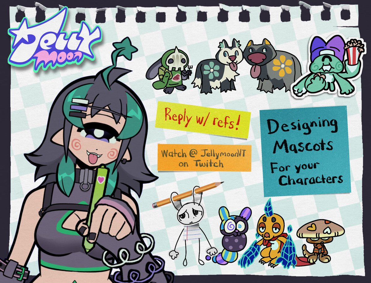 We will be designing mascots for YOUR ocs tomorrow at 3pm MST!! 

Give me refs of your vtubers or ocs! 

(Optional) give me an animal or some sort of object to work off of otherwise I will go based off what I think!