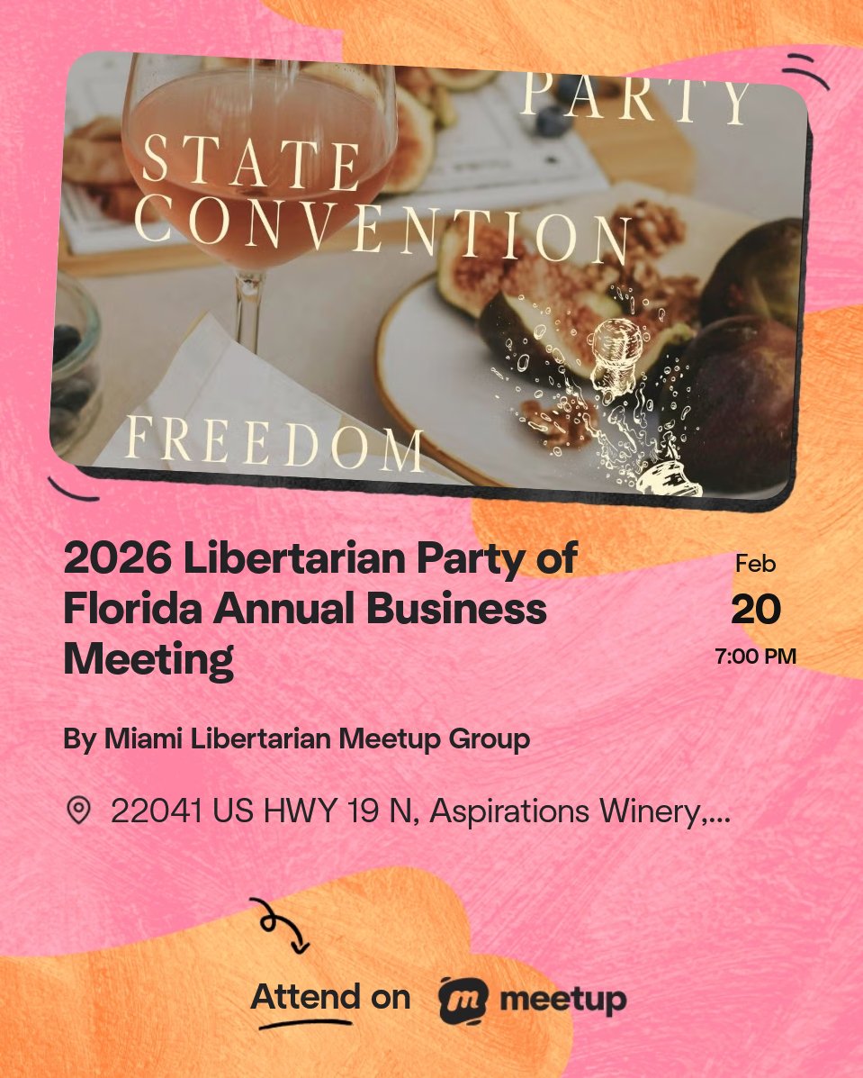 This weekend members of <a href="/LP_Florida/">Libertarian Party of Florida</a> are meeting for their annual meeting. Will you be there? 4INFO: LPFCon.org