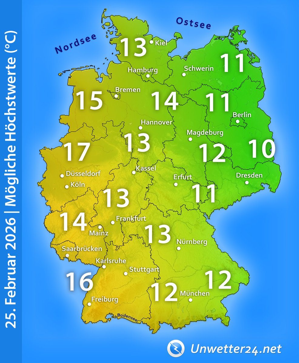 🌷 Bis 18 Grad! Ende des Kernwinters in Sicht! 🪻

Aktuell sorgen Dauerschneefälle nochmals für regional viel Neuschnee. Schon nächste Woche wird es aber richtig mild!

Mehr dazu: unwetter24.net/2026/02/18/bis…

#Tauwetter #Schnee #Winter #Frühling #Wetter