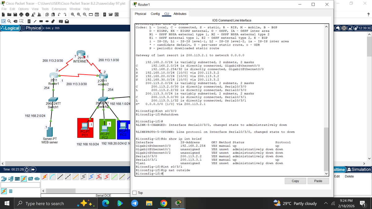 amyy_nwa's tweet photo. Day99/100 #100DaysOfNetworking
Todays focus was to create a redundant topology:
Configured backup paths with an AD of 10
Shutdown the primary link so as to to simulate a failover and check whether the backup link was functional . @ireteeh @segoslavia @TemitopeSobulo https://t.co/C6aiK2Fddg