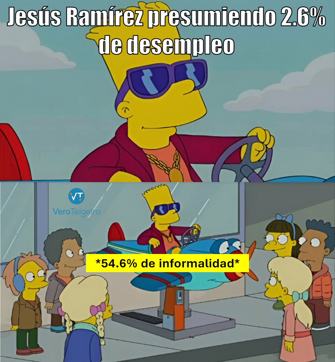 "O sea, sí, no tienen acceso a prestaciones laborales, ni a seguridad social, ni a un salario fijo y conforme a la ley, pero desempleados no están; celebremos". Atte. <a href="/JesusRCuevas/">Jesús Ramírez Cuevas</a>, un burócrata que tiene ingresos netos mensuales por 132 mil pesos pagados con nuestros impuestos