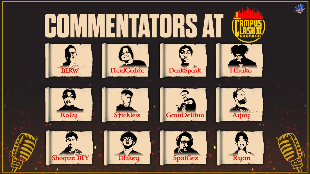 🎙️Presenting the Commentary Lineup for Campus Clash 3: BARRAGE! 🎙️

Lineup includes a mix of commentators from Toronto, Ottawa, Kingston, Niagara, and Upstate NY

Watch the action live this Saturday, February 21st on Twitch! Link below