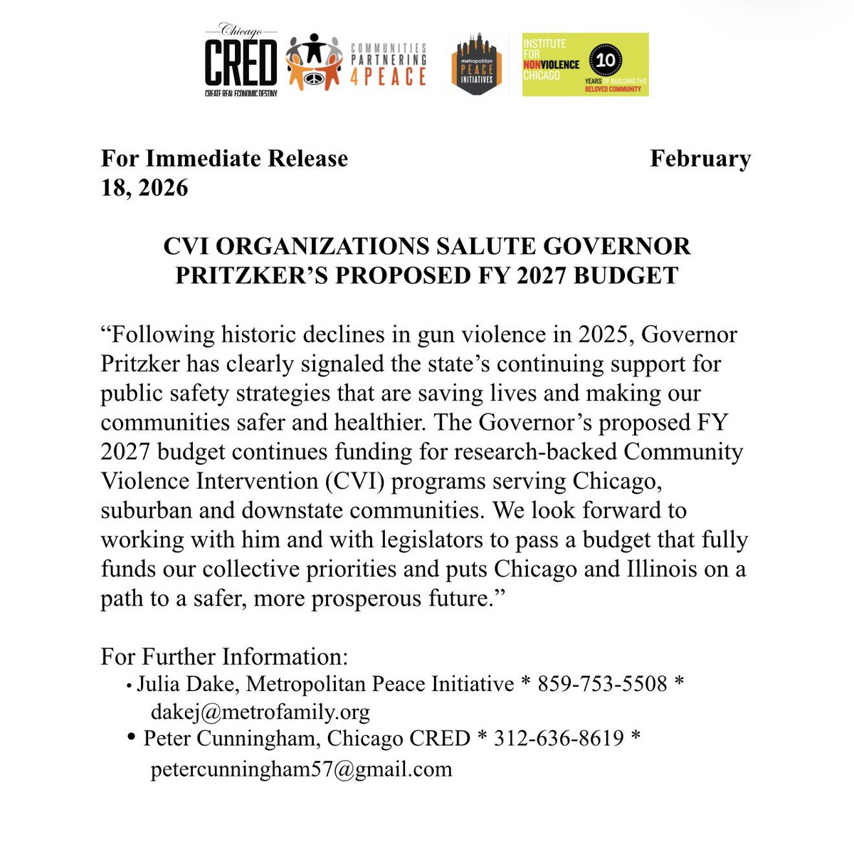 ChicagoCred's tweet image. Thank You, @GovPritzker Your support for Community Violence Intervention (CVI) programs in the FY 2027 budget is vital for safer, healthier communities. Together, we're making a difference in reducing gun violence. Thank you for prioritizing our safety! #CVI
