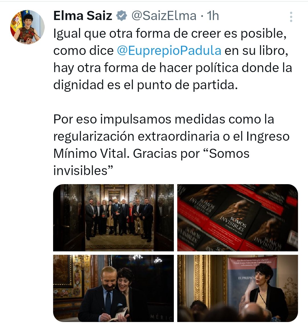 Ministra <a href="/SaizElma/">Elma Saiz</a>, y por qué no aplica esa forma de hacer política con los mutualistas alternativos?.
Parta de esa dignidad de la que habla,con una enmienda transaccional a la PL del <a href="/gpscongreso/">PSOE Congreso</a> para una pasarela para todos y 1x1 como han  solicitado el resto en sus enmiendas?.