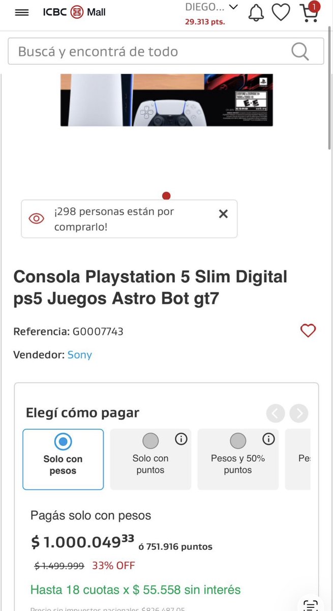 vmenditto's tweet photo. Atención 🚨 

Para la gente con Icbc en Icbc MALL está la ps5 $1.000.000 en 12 o 18 cuotas sin intereses con visa o Mastercard Icbc

Si tenes ICBC y te interesa , ya sabes dónde  encontrarla 💪 https://t.co/Pfv4FaSksh