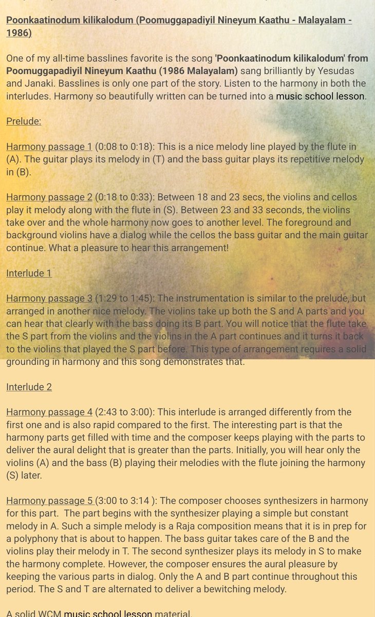 Here's the world's finest polyphonic 4-part Harmony (Western Classical) in the Interludes for an Indian Classical Melody!!

Fact is ~ #Ilaiyaraaja is the ONLY Indian Composer to ever compose such a masterclass of a song {&amp; there r several such epic songs from him}