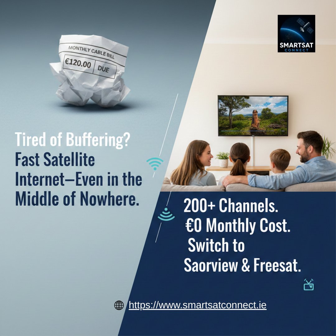 Smartsatconnec's tweet image. Why pay every month for channels you don't even watch? 📺 Combined Saorview and Freesat gives you the best of Irish and UK TV with NO monthly subscriptions.

smartsatconnect.ie
#Saorview #Freesat #NoMoreBills #IrishTV #SmartSaving
