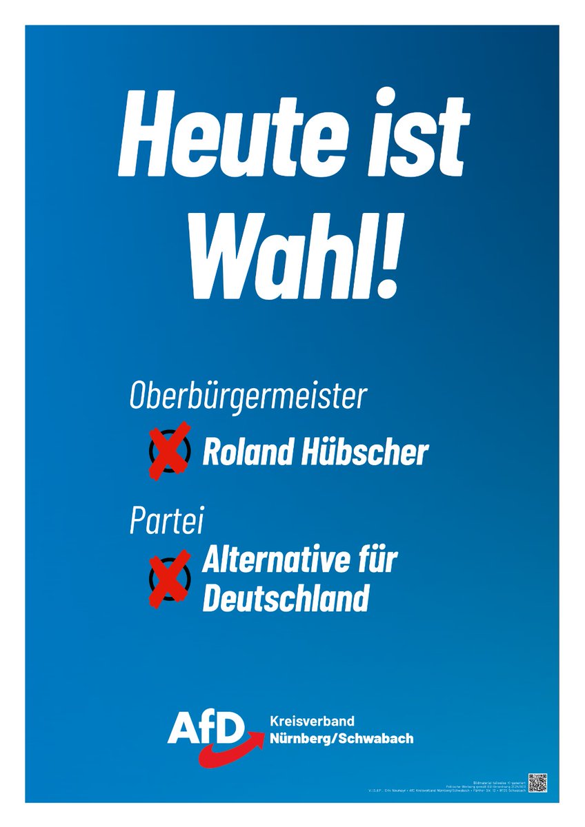 Eine Stimme für die AfD, eine Stimme für Roland Hübscher.

Informieren Sie sich über unsere Kandidaten:
afd-nuernberg.de/stadtratswahl_…