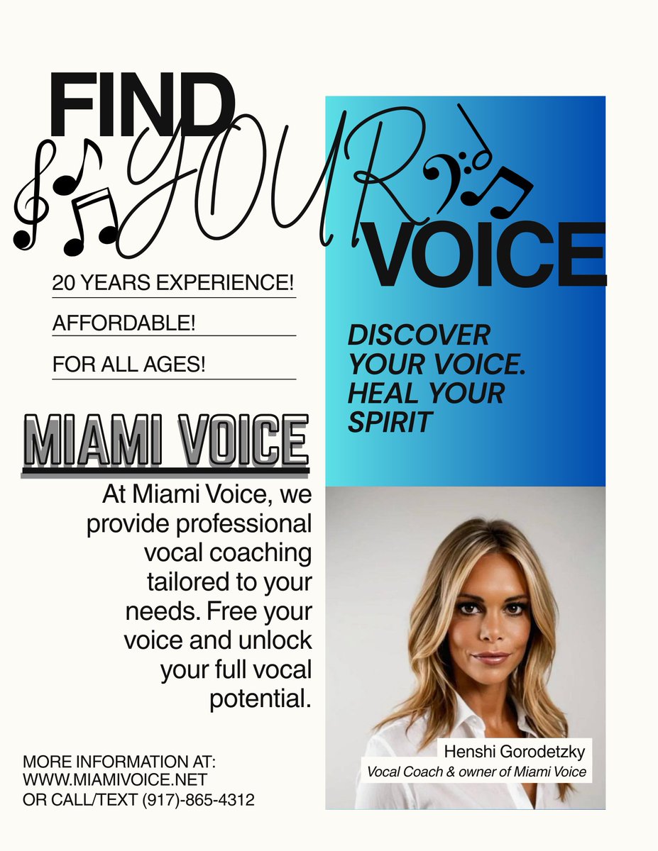 Townnzadv's tweet image. Unlock your voice with Miami Voice by @HenshiG 
Schedule your lessons today at miamivoice.net or call/text (917)-865-4312! #singer #Miami #vocalcoach #smallbusiness