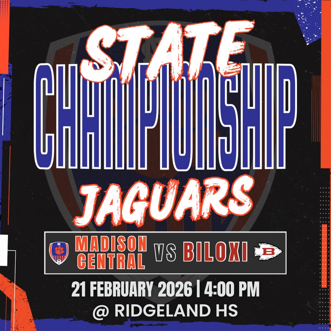 MCJagSoc's tweet photo. Mark your calendars! Your MC Jaguars will face Biloxi HS in the 7-A Boys Soccer State Championship this Saturday at Ridgeland HS! Be there to support your Jags! https://t.co/zZ2EOiv7hp