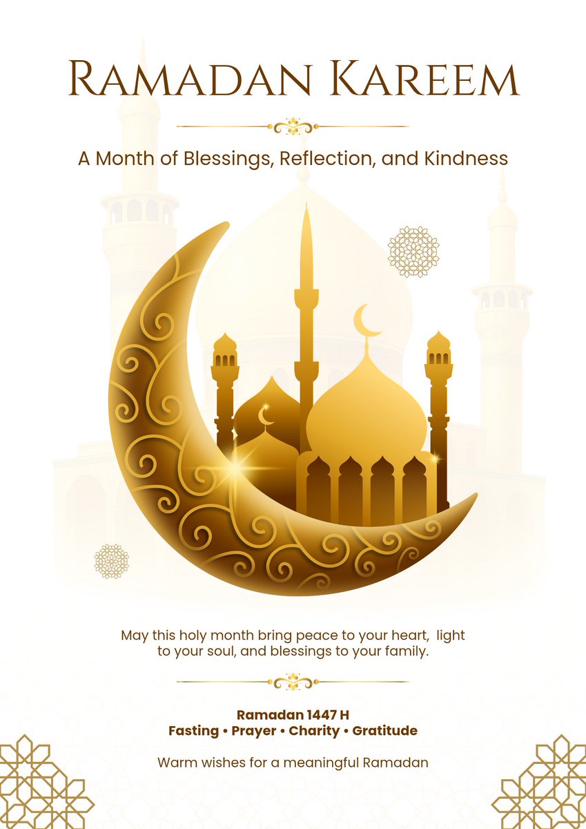 To all our Muslim followers and friends observing this sacred month, of  Ramadan Mubarak. 🌙 May this month bring you peace in your heart, strength in your prayers, clarity in your intentions, and blessings for you and your families. May your fasts be accepted, your duas