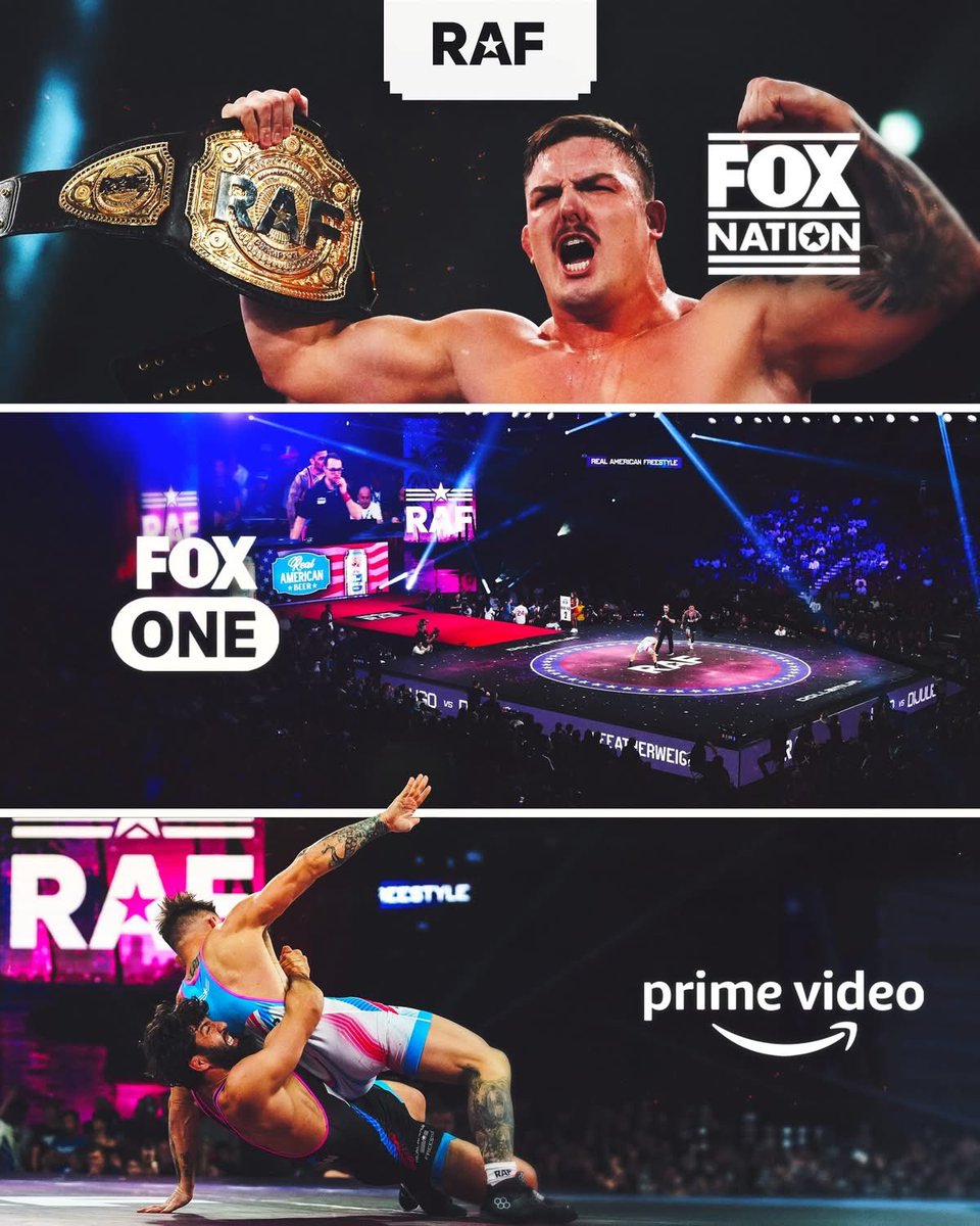 Big news for Real American Freestyle.

RAF adds FoxOne and Prime Video as streaming partners for upcoming cards — expanding distribution in a major way.

RAF06 now positioned to reach more viewers than any event in promotion history.