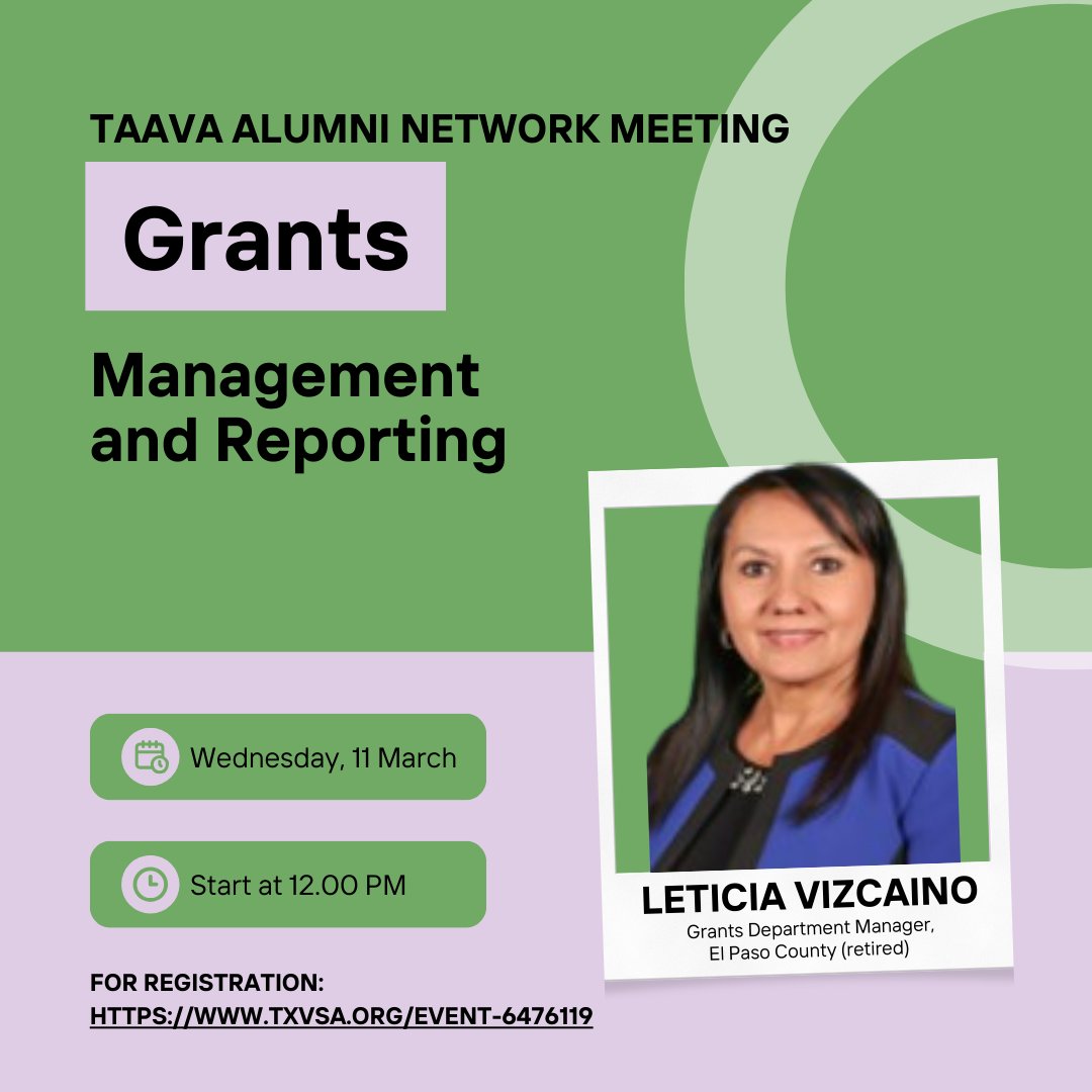 TxVSA's tweet photo. Registration for the next virtual quarterly meeting of your Alumni Network, scheduled for Wednesday, March 11th from 12:00 noon to 1:30 pm central time, is open for just over two more weeks. Registration is free and is open through Friday, March 6th.
https://t.co/ptZoBUyvxV https://t.co/Da7un8QtUK