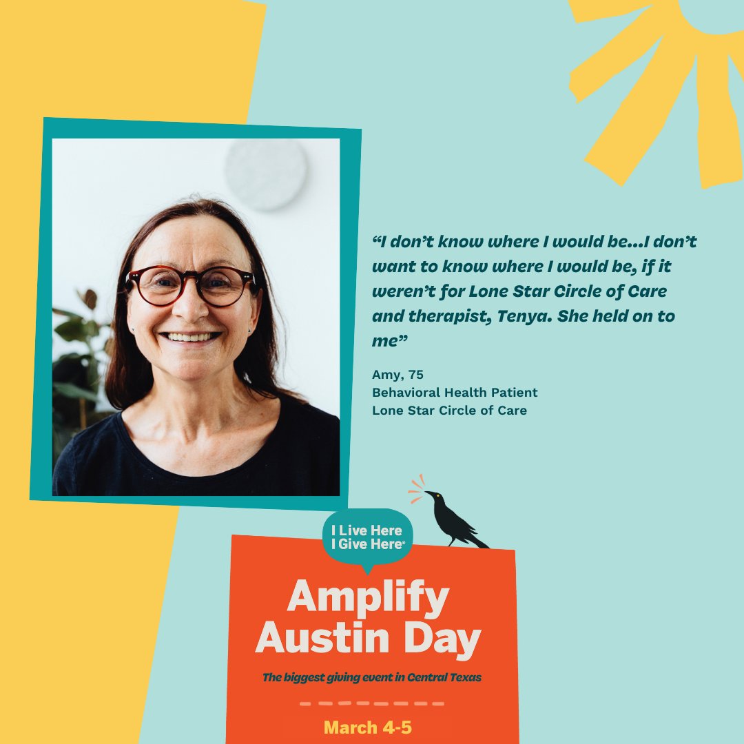 Amy, 75, left her longtime home to be closer to family. Her mental health quickly declined. LSCC provider, Tenya Wymore, LCSW, helped Amy receive compassionate care. Amplify Austin is March 4 - 5, and early giving is open. Donate to gift healthcare: bit.ly/4rhw2ba