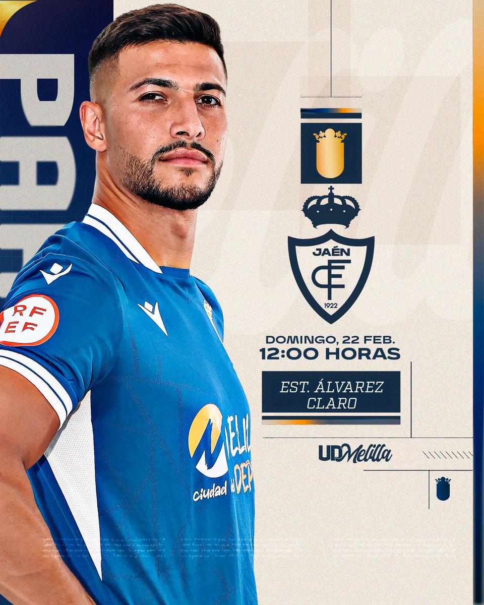 #ProximoPartido 🔜

⚽️ Jornada 24
🆚 <a href="/RealJaenCF/">Real Jaén C.F.</a> 
📅 dom, 22 de febrero
⌚ 12:00 horas
🏟 Est. Álvarez Claro
📺 <a href="/tv_melilla/">Televisión Melilla</a> 

🎟️ Entrada gratuita a general (recogida en oficina)

#MelillaJaen