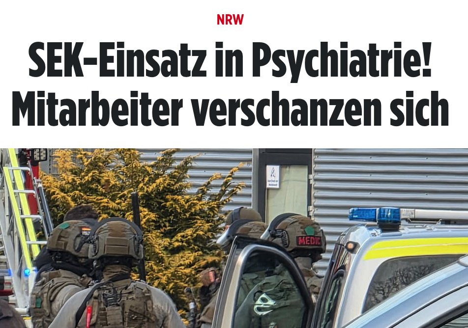 Eine algerische Messerfachkraft hat Mitarbeiter mit einem Cuttermesser bedroht. Patienten mussten über eine Drehleiter evakuiert werden. Der Algerier wurde mittlerweile vom SEK überwältigt.   

Normalste BRD. 🌈