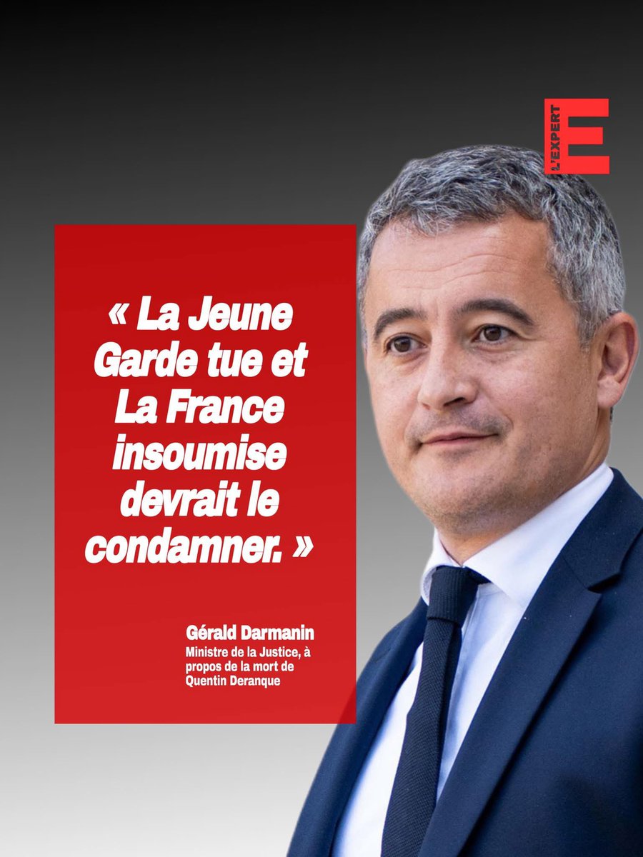 expert41173's tweet photo. FLASH : « Il y a une violence incontestable entre la Jeune Garde et La France insoumise », a affirmé le ministre de la Justice. « La Jeune Garde tue et La France insoumise devrait le condamner », a-t-il lancé.

[Source : Le Parisien] https://t.co/rI99SPzF92