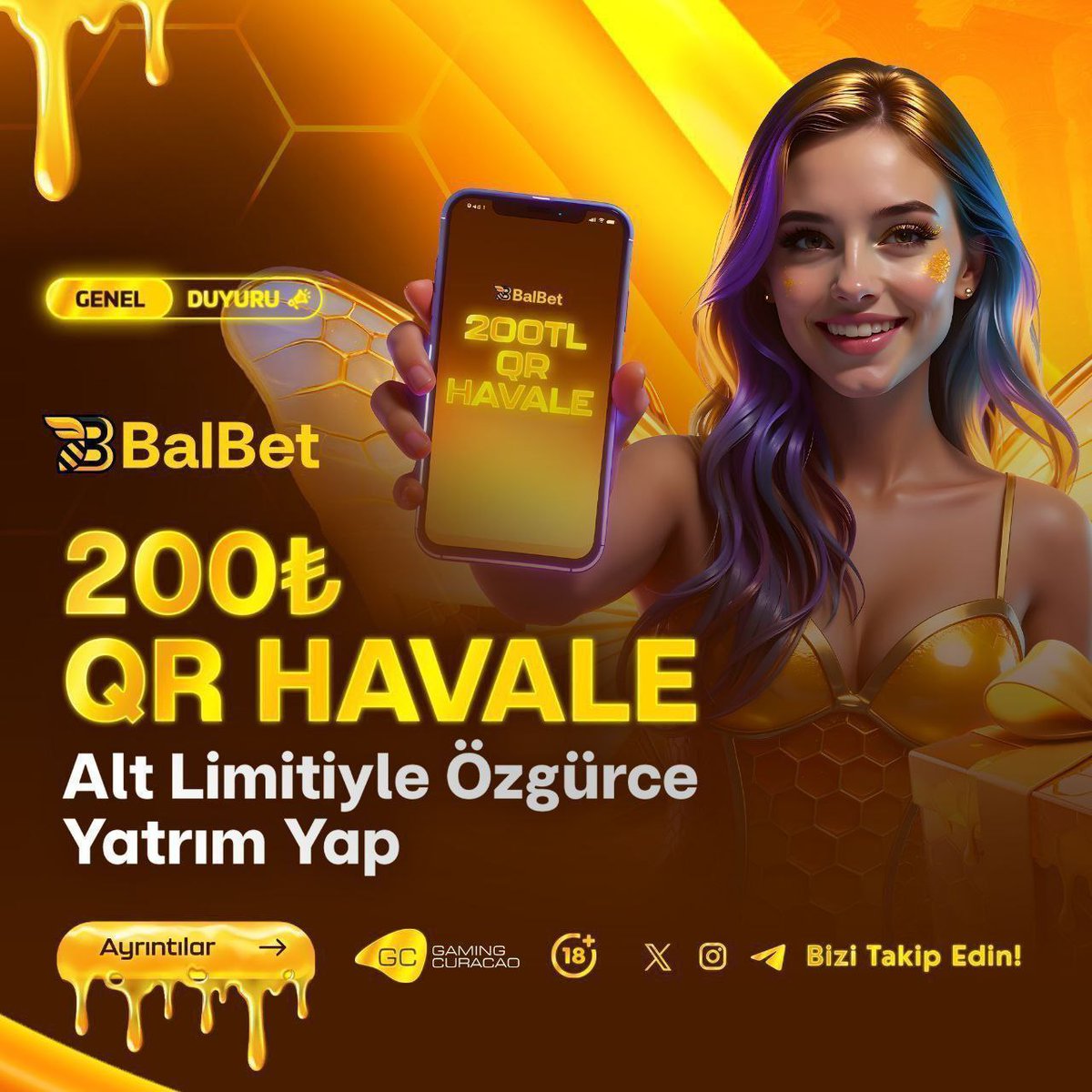 balbetresmi's tweet photo. 🍯 #balbet 🍯
🎉 #200₺ #QR #havale 
🍯 BalBet'te yatırım miktarlarını indirdik! 
🥳 #Kazanç artık daha kolay!

✨✨✨✨✨✨✨✨

🤩 Güncel Giriş Adresimiz!
📍 https://t.co/TqQ1LnFstj https://t.co/vYaQh6cZPk