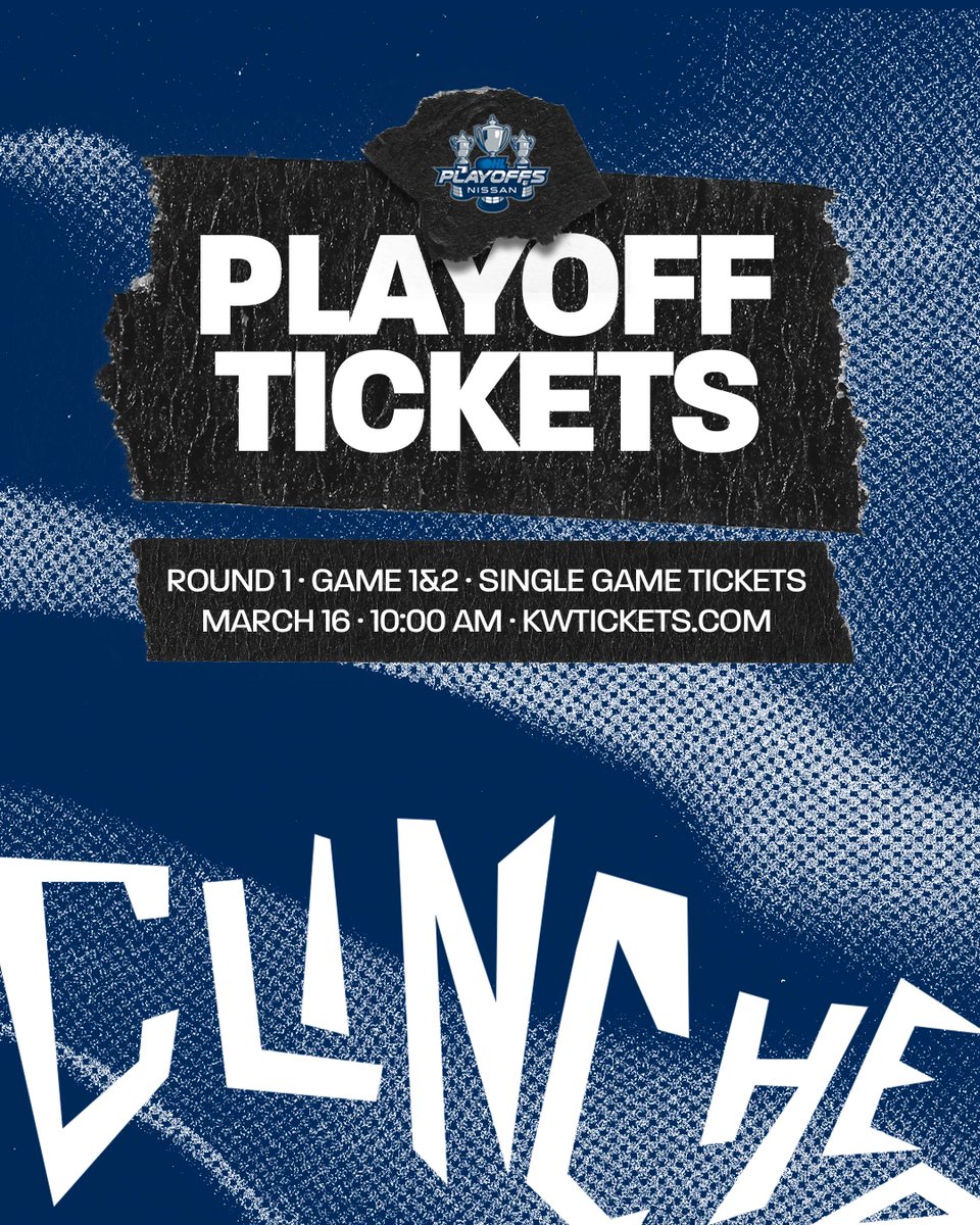 The countdown to playoff hockey is officially on ⚡️

The #OHLRangers will open public ticket sales for the First Round of Playoffs (Games 1 &amp; 2) on Monday, March 16 at 10:00 a.m.

At this time, playoff dates, game times, and opponents have not yet been determined. All details