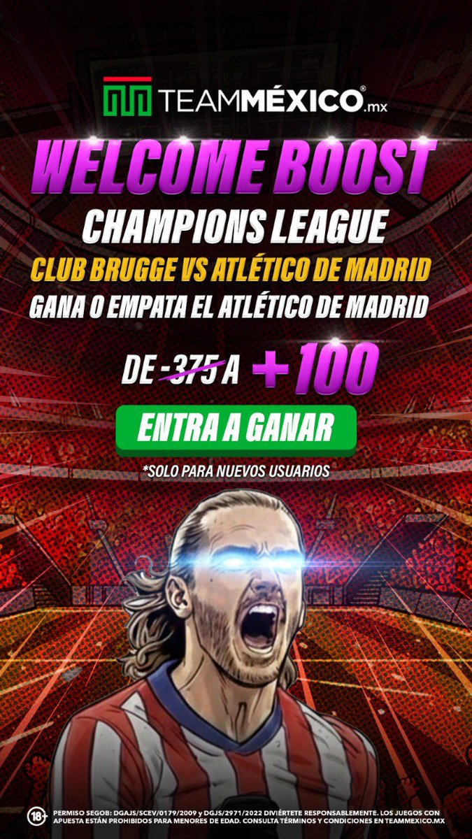 Les traigo el mejor aumento en <a href="/teammexicomx/">TeamMéxico.mx</a> Atlético gana o Empata en Champions hoy, aparte si me muestras que entraste con mi link de usuario nuevo te agrego gratis al VIP donde este mes vamos increíble.

bit.ly/EAGLEPICKS

Solo usuarios nuevos.