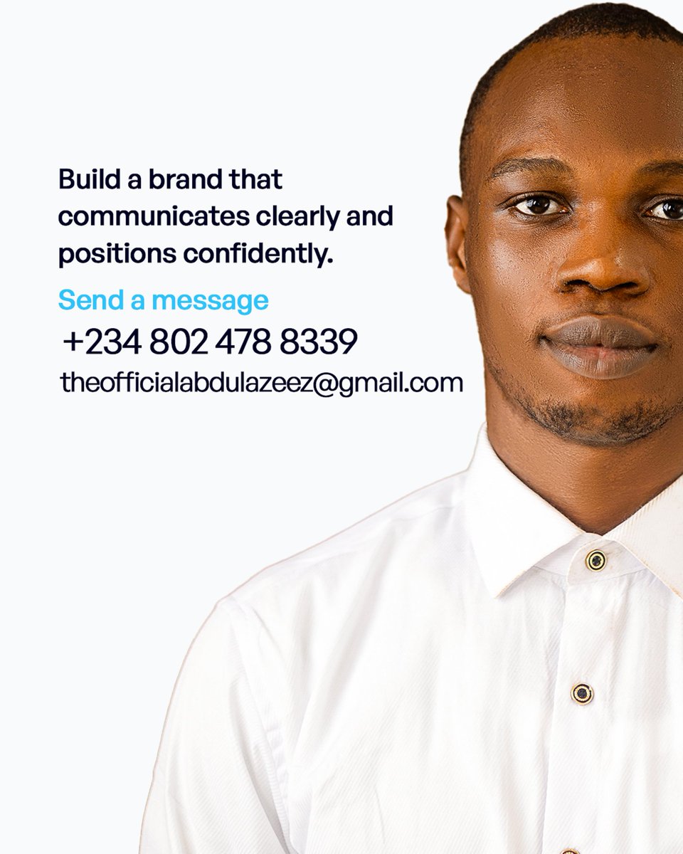 thezeez_visuals's tweet photo. Hi X
I’m Salaudeen Abdulazeez, Brand Identity &amp; Visual Systems Designer.
I don’t design for applause.
I design for clarity, positioning, and growth
signed to scale. https://t.co/kWmDD4CEqh