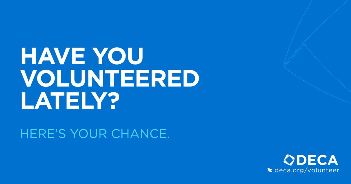 DECAInc's tweet photo. As a #DECAICDC volunteer judge, you’ll sit across the table from the emerging leaders in your field as they provide fresh perspectives on today’s industry trends!
💡 Learn more about this rewarding experience at https://t.co/4qhDCjSeEV https://t.co/6kzDABNiWA