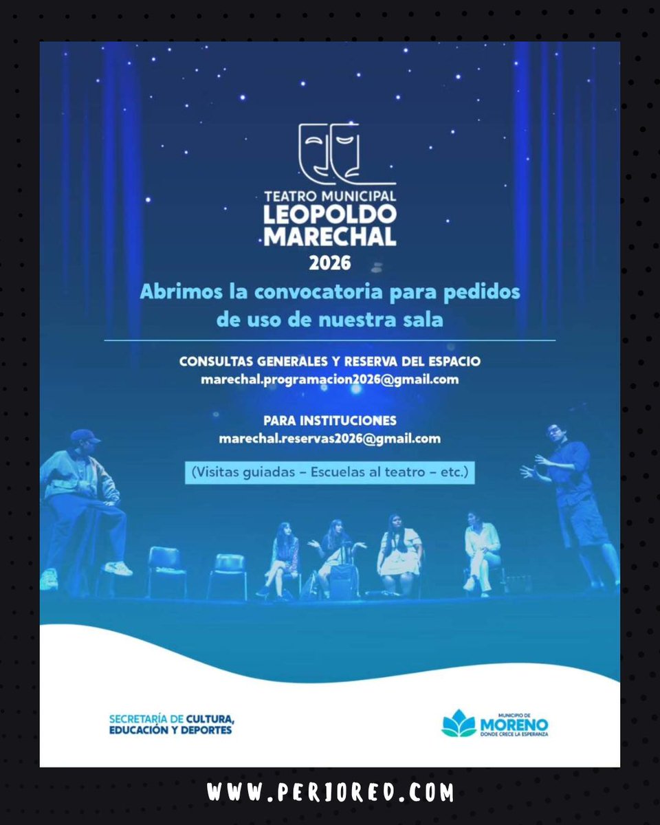 📩 Consultas generales y reserva del espacio:
Marechal.programacion2026@gmail.com

🏫 Instituciones / visitas guiadas / escuelas al teatro y propuestas educativas:
marechal.reservas@gmail.com

🎭
#teatro #cultura #arte