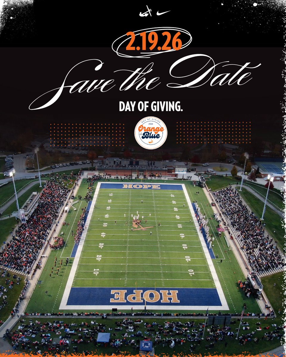 HopeAthletics's tweet photo. Save the date, Hope College fans! This Thursday and Friday, you have the chance to give to what you love through Day of Giving. It’s almost time to rally for the Orange and Blue Fund! #give2hope https://t.co/VZDjEyPIAy https://t.co/jqrFBdwuer
