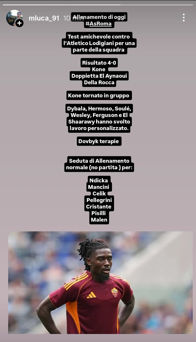 Lu_mugna's tweet photo. #AsRoma Le news di oggi: #Kone torna in gruppo e segna due gol in amichevole. Le condizioni di #Ferguson, #Dybala...👇 https://t.co/OvW5JOmZuA