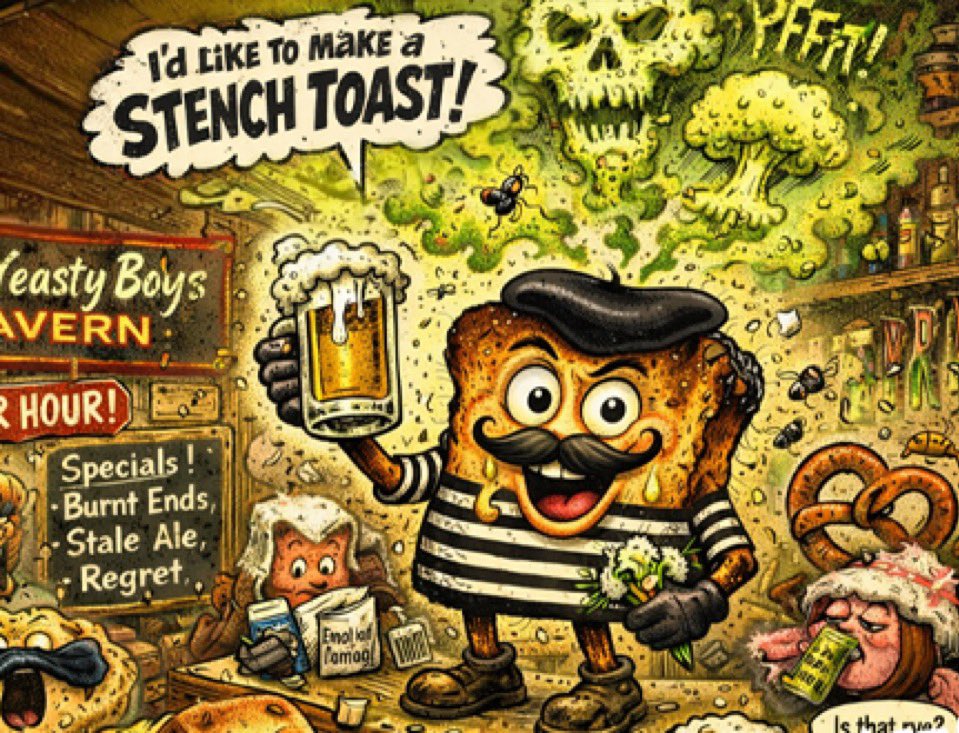 paul_lander's tweet image. Stench Toast  #WreckBreakfast    @WeeklyHumorist 
#hashtags